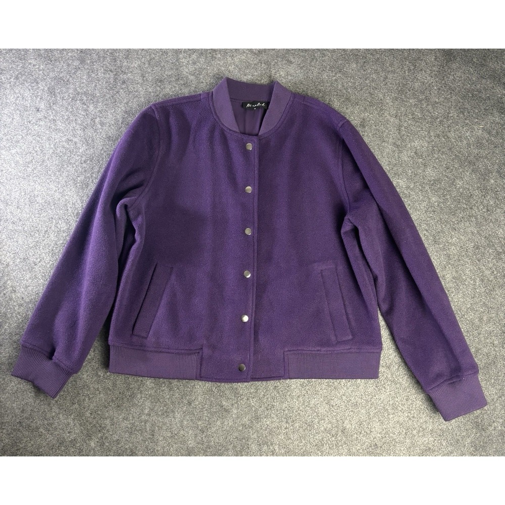 Marled Women's Purple Wool Blend Bomber Jacket Snap Front Size‎ S Casual Coat